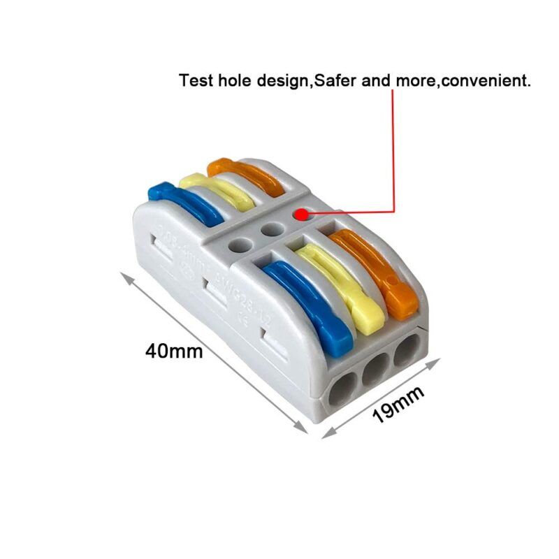 CH-813 0.08-2.5mm SPL- 3 Pole Wire Connector with Spring Lock Lever for 3 Wire line Connection