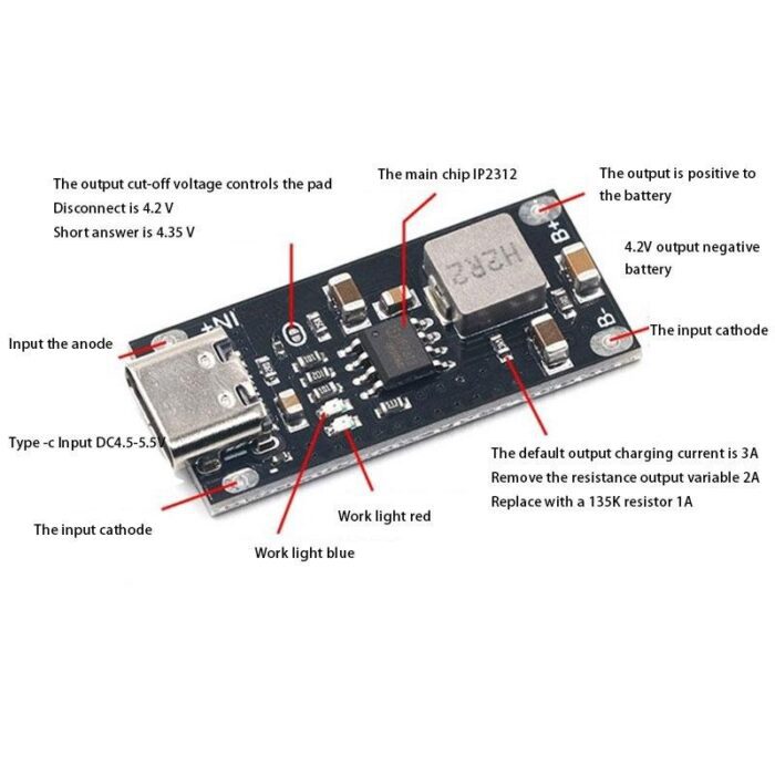 roboway type c usb 5v 3a 3.7v battery charger