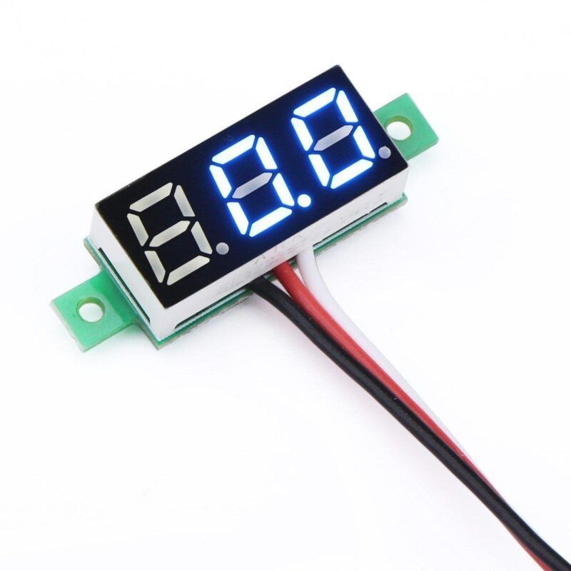 Roboway 0.28Inch 0-100V Three Wire DC Voltmeter Blue