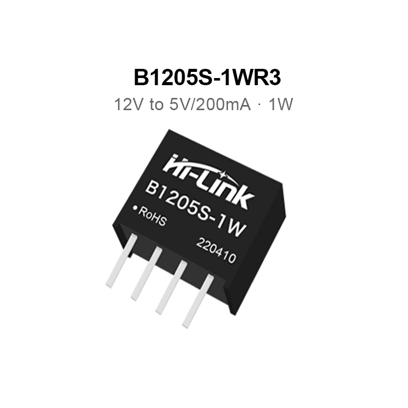B1205S-1WR3 12V to 5V 1W 200mA DC to DC Upto 91% transfer efficiency input power supply module converter