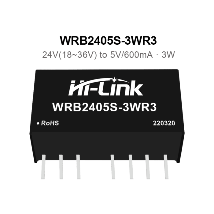 WRB2405S-3WR3 24V to 5V 3W 400mA DC to DC