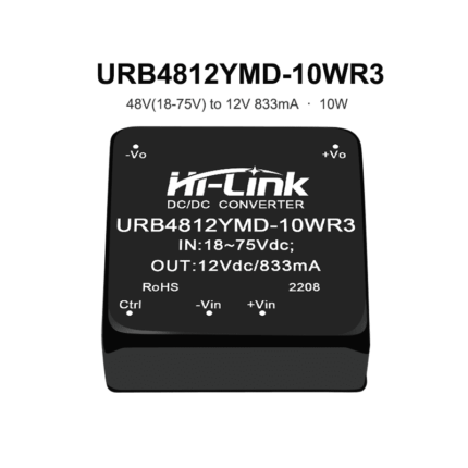isolated Hi-link URB4812YMD-10WR3 48V to 12V buck converter with 10W 830mA output