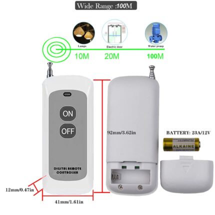 2 Channel Wireless Two Button RF Remote ON-OFF MODEL 433MHz EV1527 learning code white