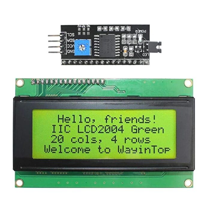 Roboway 2004 LCD Display Module with IIC/I2C/TWI Serial Interface Adapter Green