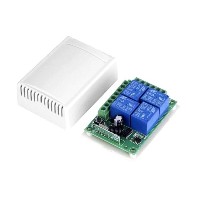 433MHz 24V 4 Channel Relay Module Wireless with RF Remote Control Switch without Battery ABCD MODEL BLACK