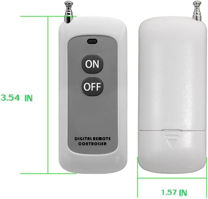 2 Channel Wireless Two Button RF Remote ON-OFF MODEL 433MHz EV1527 learning code white