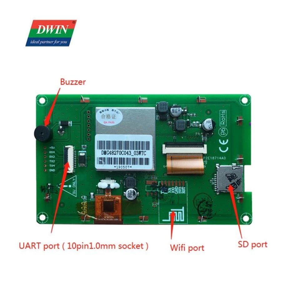 Roboway DMG48270C043-03WTC 4.3Inch LCD Smart Touch HMI Display