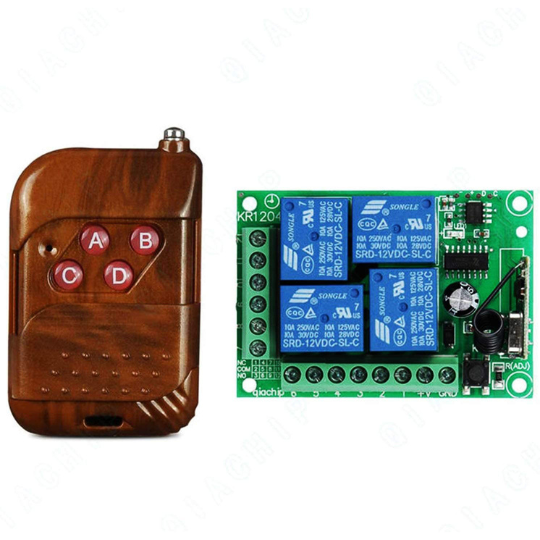 roboway 433MHz 12V 4 Channel Relay Module Wireless With RF Remote Control Switch Without Battery