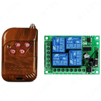 roboway 433mhz 12v 4 channel relay module wireless with 4 button rf remote control switch without battery