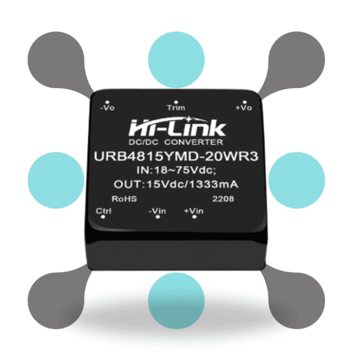 roboway Hi-link URB4815YMD-20WR3 48V to 15V 20W 1333mA DC to DC 91% transfer input power supply module
