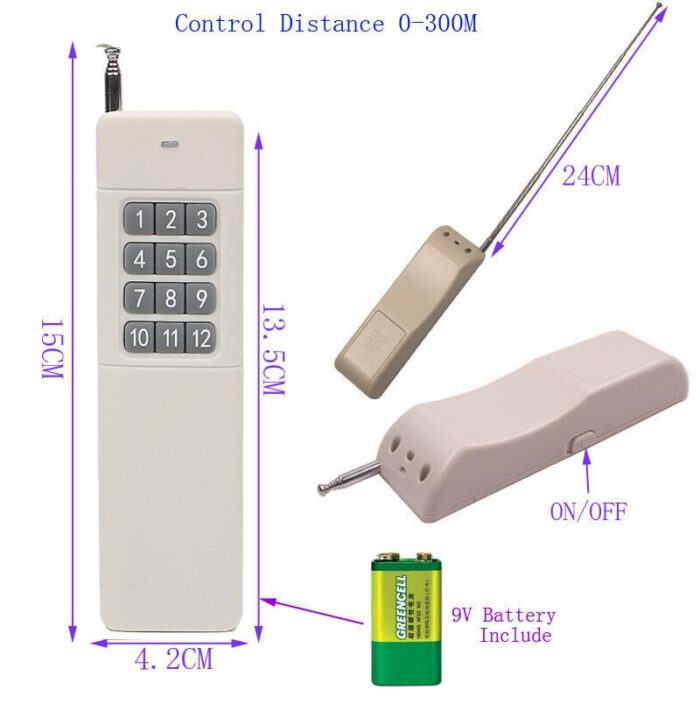 12v 433MHZ Wireless 12 channel Remote Control Switch 2000 Meters Long Distance