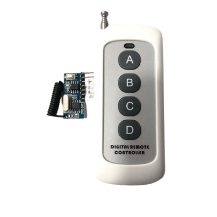 roboway Wireless 433Mhz RF Module Receiver Built-In Learning Code 1527 With 4 Button White Remote