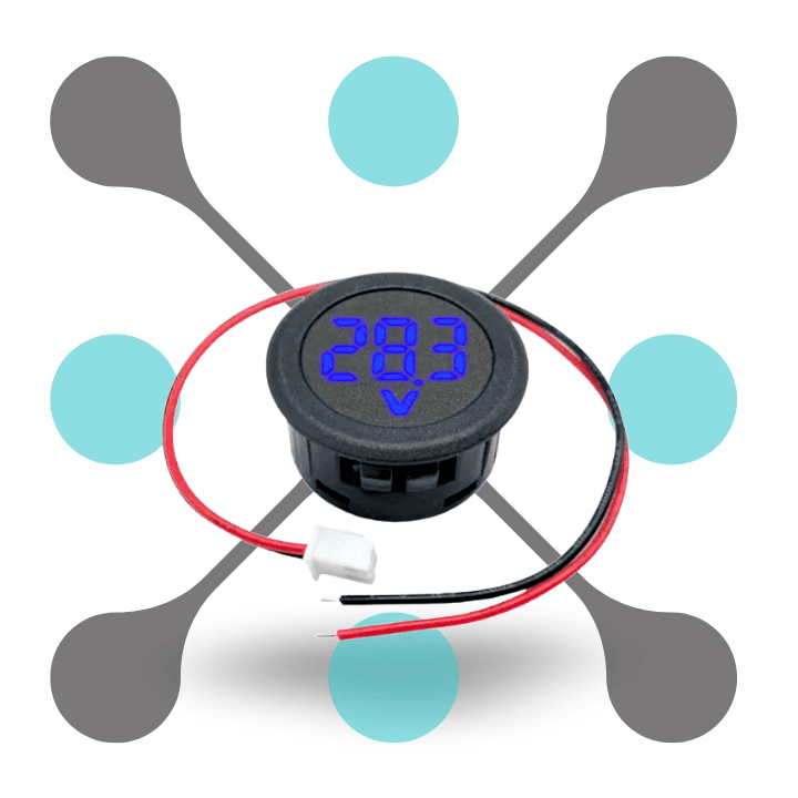 roboway DC 5-100V Circular Two Wire Voltmeter Round Blue LED Display