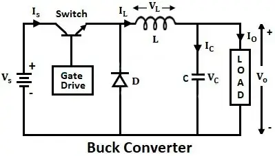 Circuit diagram of dc dc step down or buck converter