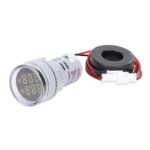 White Round LED Dual Display AC Amp Volt Ampere meter Voltmeter Ammeter Digital Voltage Current Ampere Meter Indicator 60-500V 220V