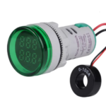 Green Round LED Dual Display AC Amp Volt Ampere meter Voltmeter Ammeter Digital Voltage Current Ampere Meter Indicator 60-220V