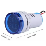 Blue Round LED Dual Display AC Amp Volt Ampere meter Voltmeter Ammeter Digital Voltage Current Ampere Meter Indicator 60-220V
