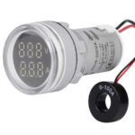 White Round LED Dual Display AC Amp Volt Ampere meter Voltmeter Ammeter Digital Voltage Current Ampere Meter Indicator 60-500V 220V