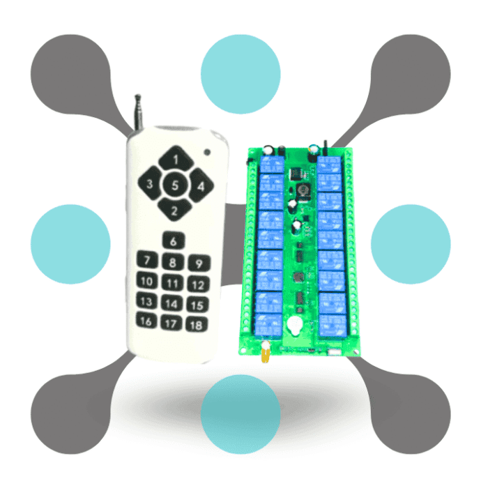 roboway 12V-24V 433Mhz 18 Channel Rf Receiver With Rf Remote Control Set With Antenna