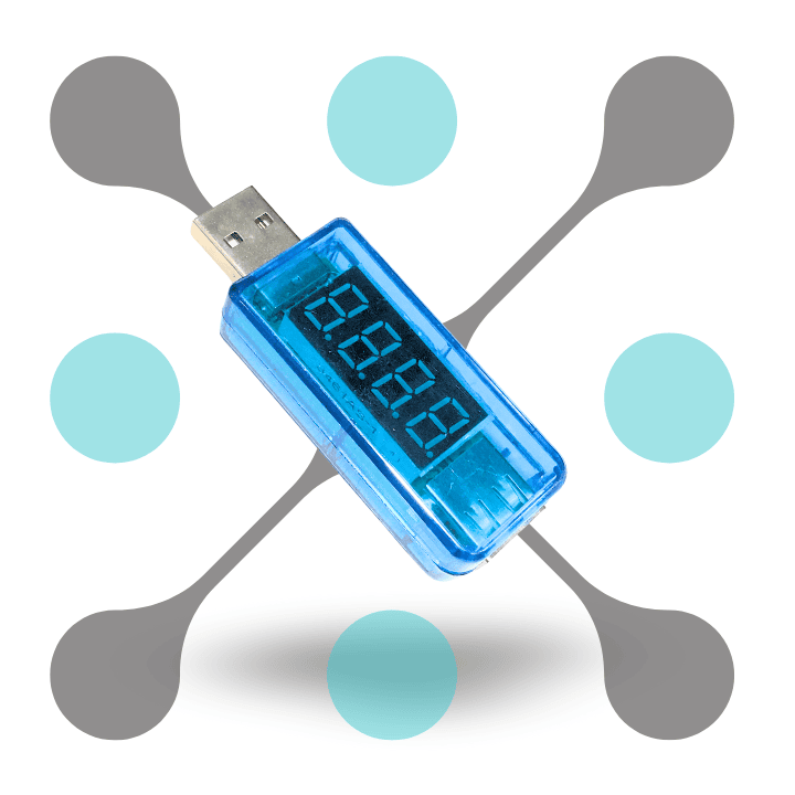 roboway Blue Digital USB Mobile Power Charging Current Voltage Tester Meter Straight Blue