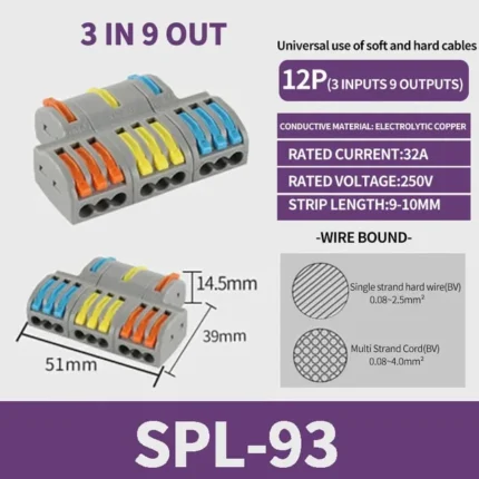 roboway pct spl 93 2 in 6 out quick wire connector