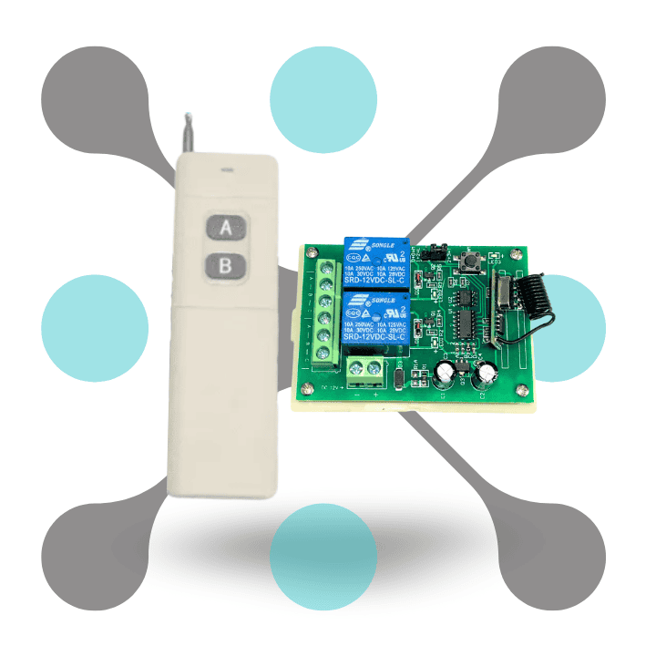 roboway 433MHz 2 Button Remote with Qiachip 12V Dual Channel RF Controller 2000M Range