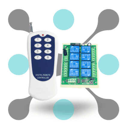 roboway 433MHz 8 Button RF Remote and 8 Channel 12V Wireless Relay Module for Long Range Control