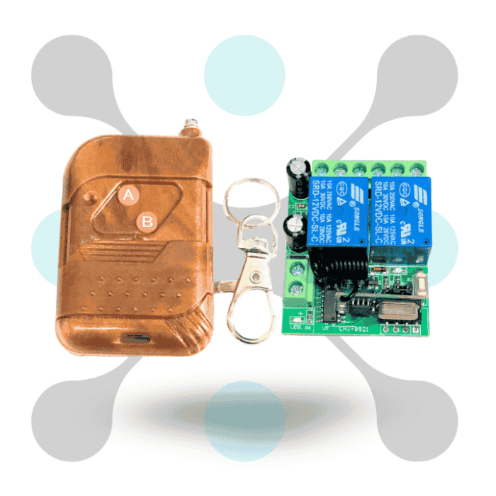 roboway 433MHz IC2260 2-Button RF Remote with 12V 2CH Wireless Relay Receiver