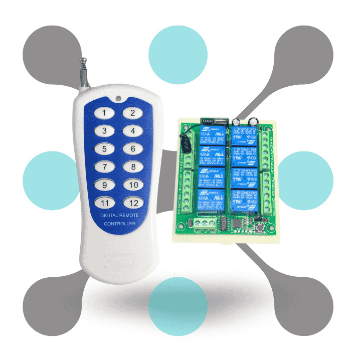 roboway EV1527 433MHz 12 Button Long Range Remote with 12V 8 Channel RF Relay Receiver Module