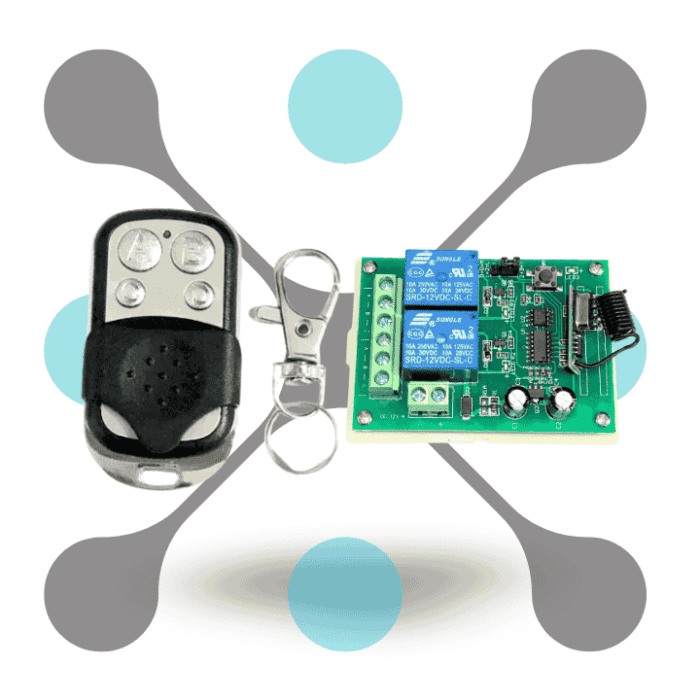 roboway Qiachip 12V 2 Channel RF Controller with EV1527 433MHz Mini Four Button Remote