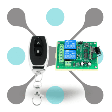 roboway RF 433MHZ 2 Channel Dc 12V Receiver With EV1527 2 Button Black Remote