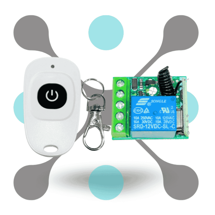 roboway RF 433Mhz 1 Channel Dc 12V Receiver With EV1527 1 Button Mini White Remote
