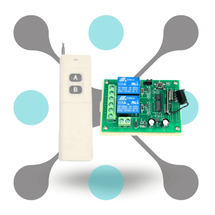 roboway RF 433Mhz 2 Channel Dc 12V Receiver With EV1527 2 Button White Remote