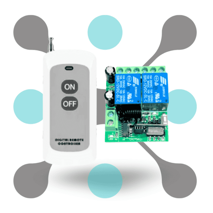 roboway RF 433Mhz 2 Channel Dc 12V Receiver With EV1527 2 Button White Remote