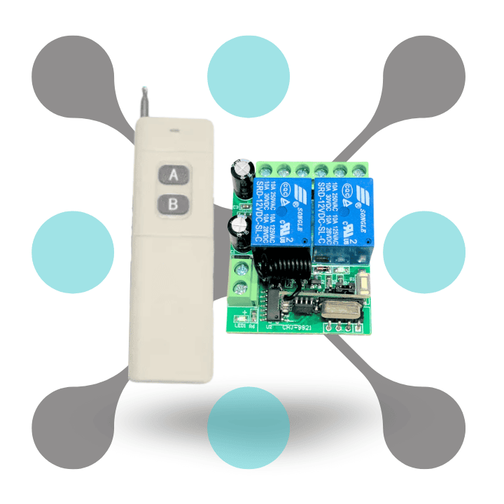 roboway Wireless RF Switch Kit with 2 Channel 12V Receiver and 433MHz 2 Button Remote 2000M Range