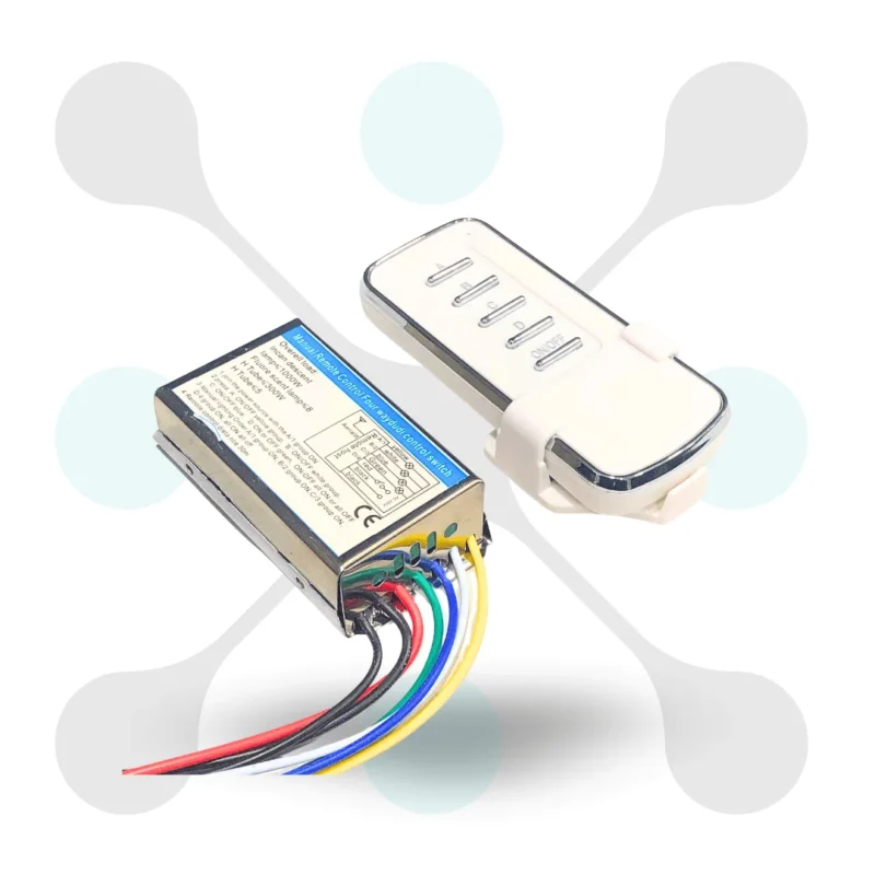 roboway 433Mhz Rf 4 Way Ac 220v-240v Receiver With 5 Button White Remote Metal Body Reciever